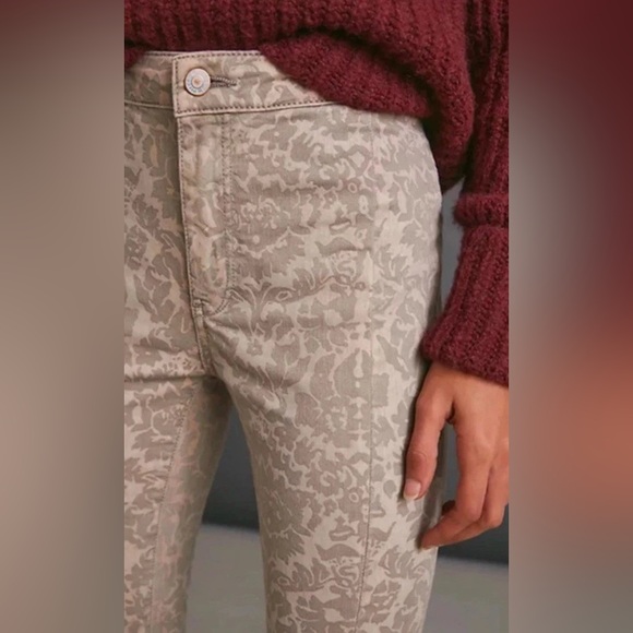 PILCRO Anthropologie Women's Brown Beige Paisley Skinny Jeans Pants Size 31 - Picture 5 of 15